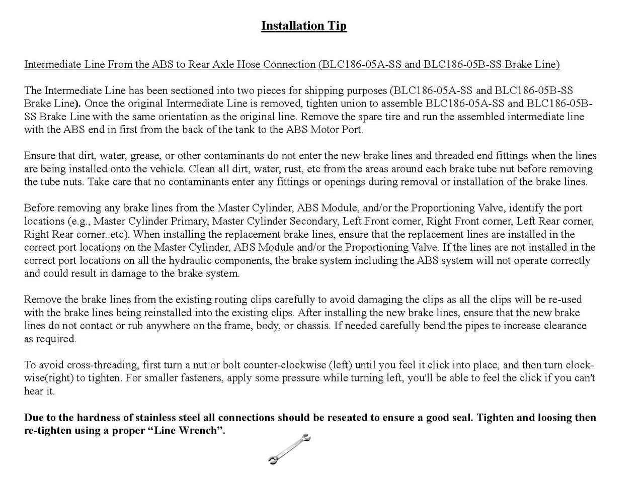 Chevy Silverado Brake Line Set 2004 3500 Ext Cab & Chassis 161.5" WB 6.0L BLC-186-SS1B Stainless Steel