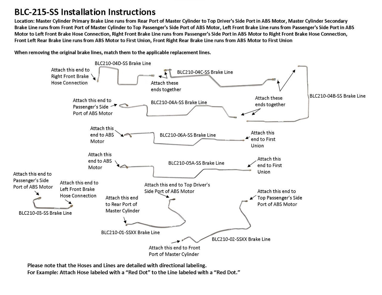 Juego de líneas de freno delanteras para Chevy Kodiak 2007 C4500/5500 Reg Cab 6.6L BLC-215-SS1I Acero inoxidable