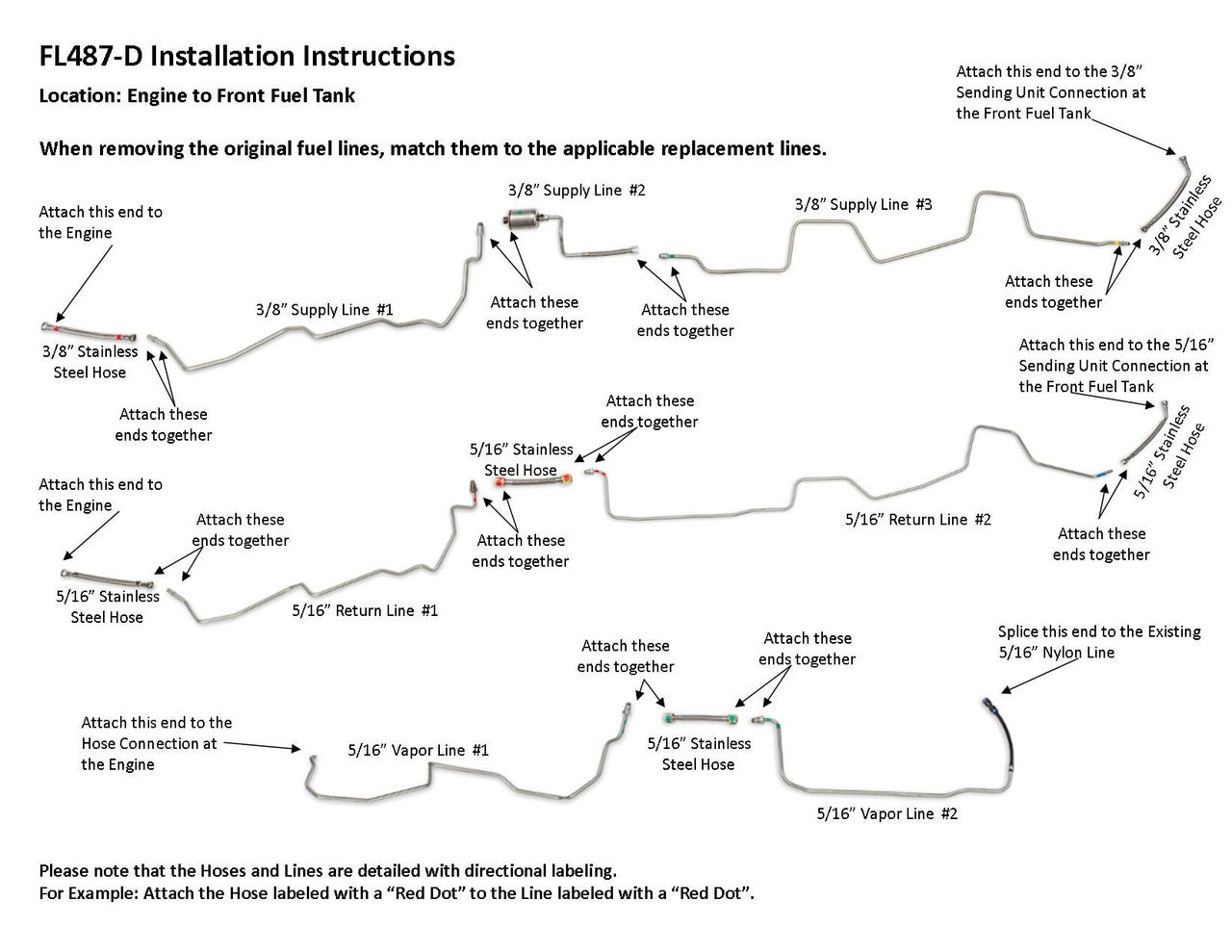Chevy Silverado Fuel Line Set 2001 Reg Cab, Cab & Chassis 137" WB 2WD & 4WD 8.1L FL487-D1F
