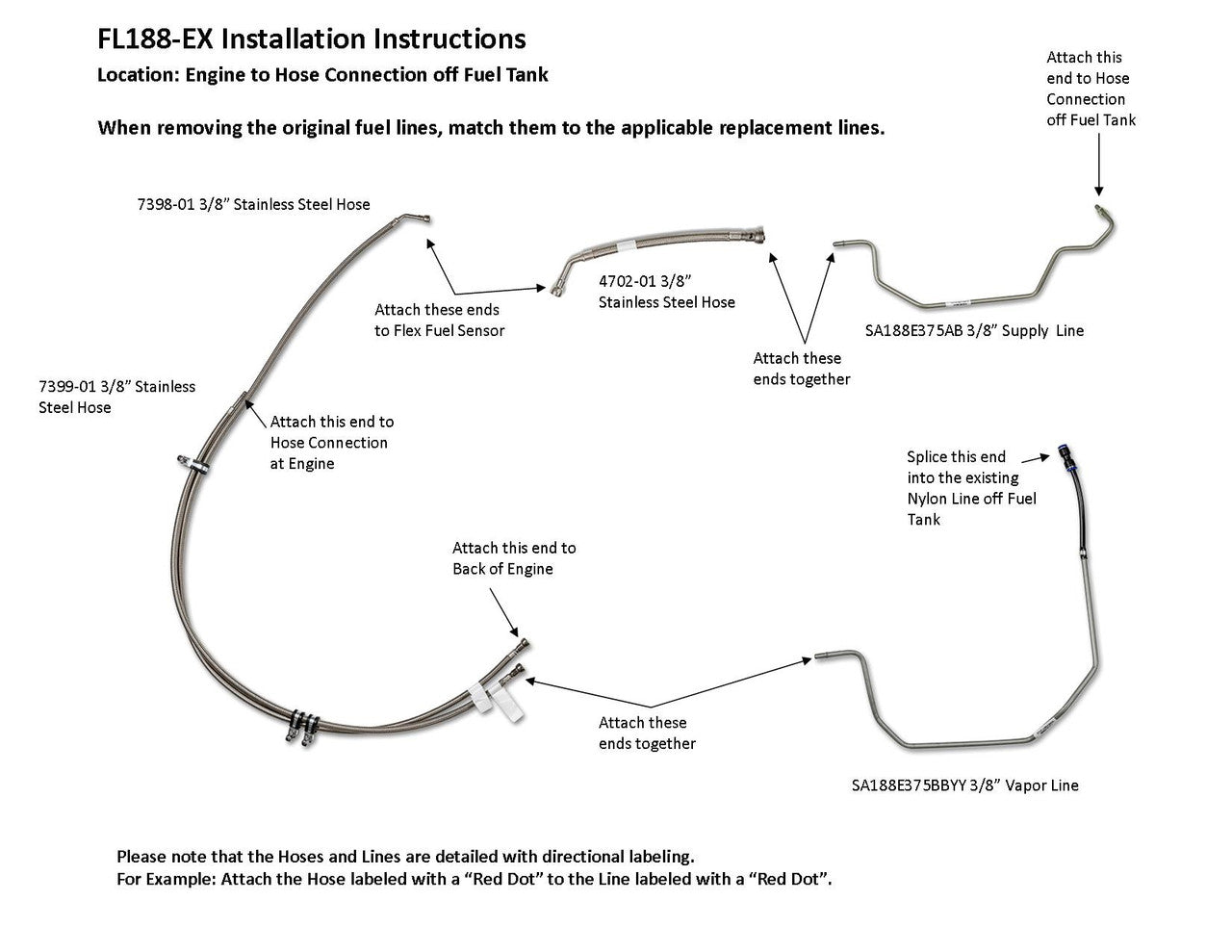 Ensemble de conduites de carburant pour Chevy Tahoe 2005 1500 5,3 L « Z » (L59) Flex Fuel uniquement FL188-EX6A