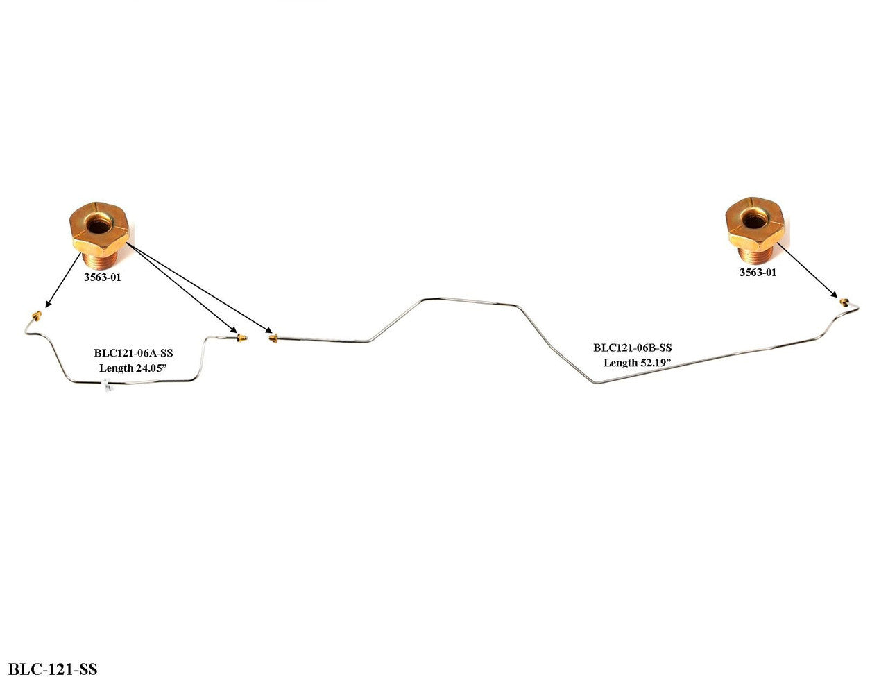 Chevy Silverado Brake Line Set 2003 1500 2WD Reg Cab 8ft Bed 4.3L BLC-237-SS1A Stainless Steel