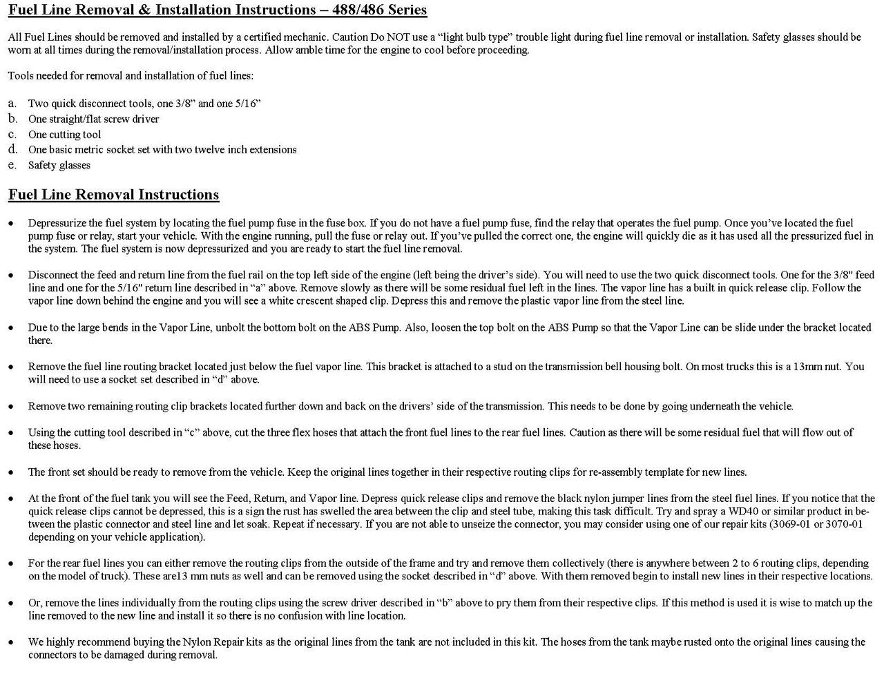 GMC Sierra Fuel Line Set 2006 1500 Ext Cab 5.75ft Bed 5.3L FL486-D3A