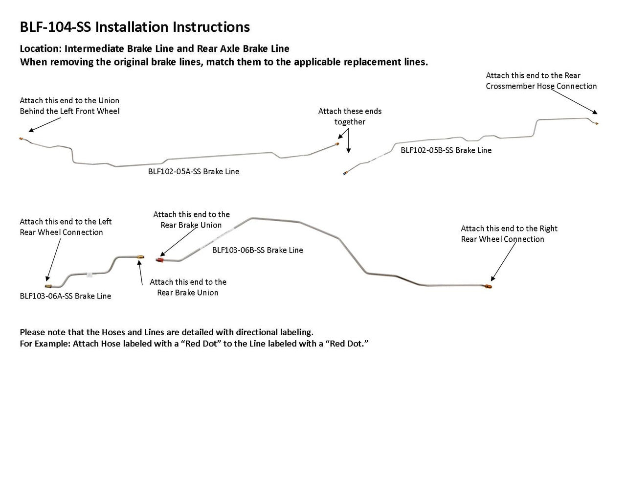 Ford F350 SD Intermediate & Rear Brake Line Set 2001 2WD Ext Cab 8ft Bed/Crew Cab 6.5ft Bed 5.4L BLF-104-SS2C Stainless Steel