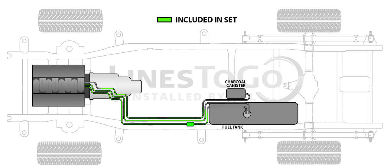 GMC Sierra Fuel Line Set 2003 2500 Exc HD, Ext Cab 6.5ft Bed 6.0L SS888-G8C Stainless Steel