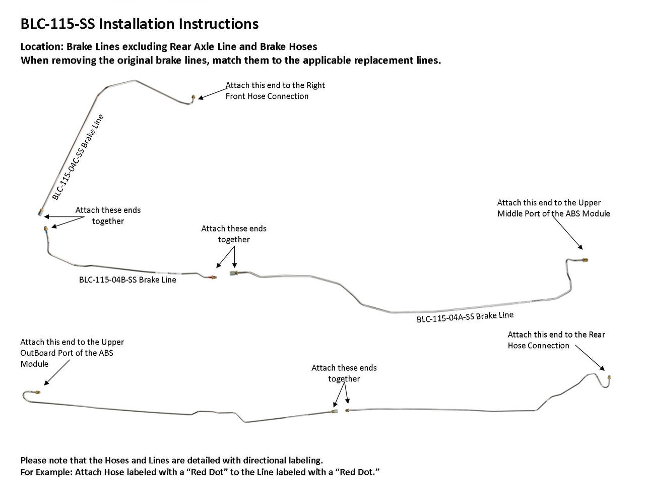 Chevy Silverado Brake Line Set 2006 1500 2WD Crew Cab 5.75ft Bed 4.8L BLC-115-SS1G Stainless Steel