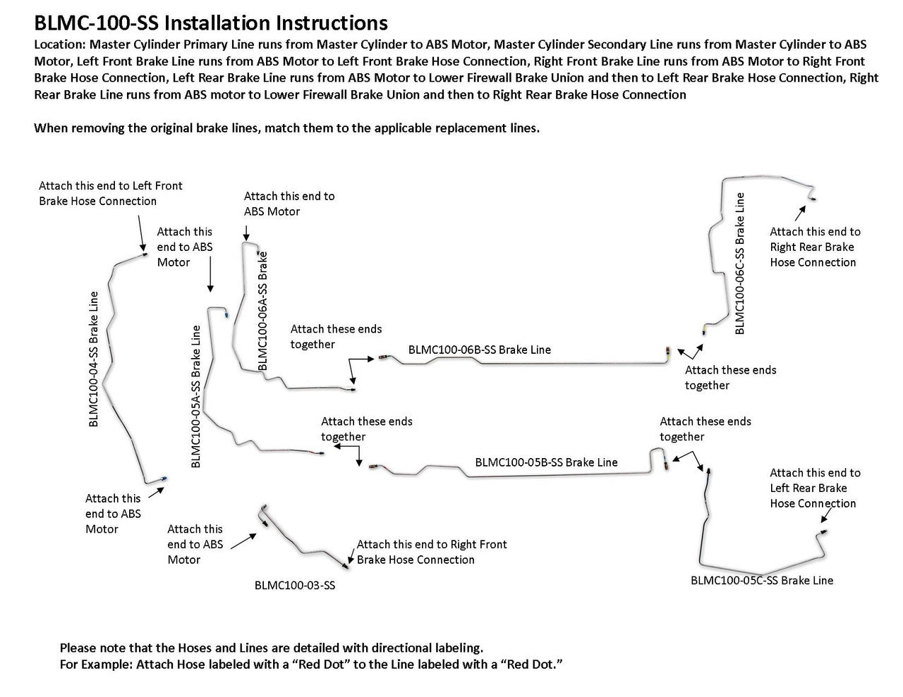 Mini Cooper Convertible Brake Line Set 2009 1.6L BLMC-100-SS2G Stainless Steel