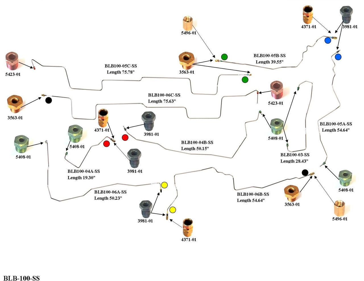 Buick Rendezvous Brake Line Set 2004 3.6L BLB-100-SS1I Stainless Steel