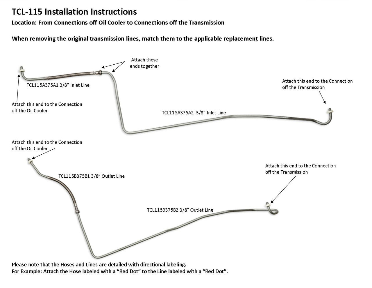Dodge Dakota Transmission Line Set 2011 3.7L TCL-115-1G