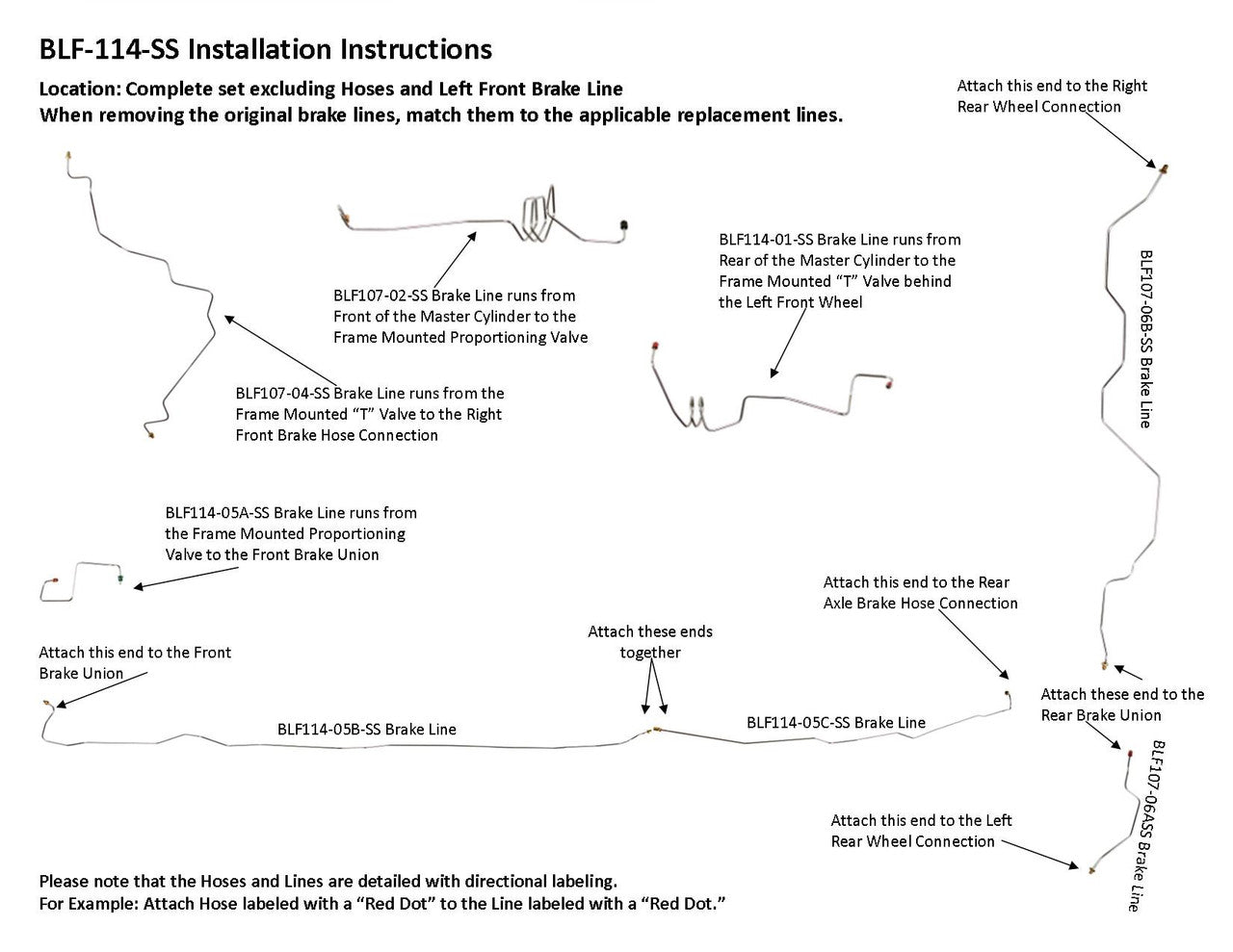 Ford F150 Brake Line Set 1992 2WD Reg Cab 8ft Bed 4.9L BLF-114-SS1C Stainless Steel