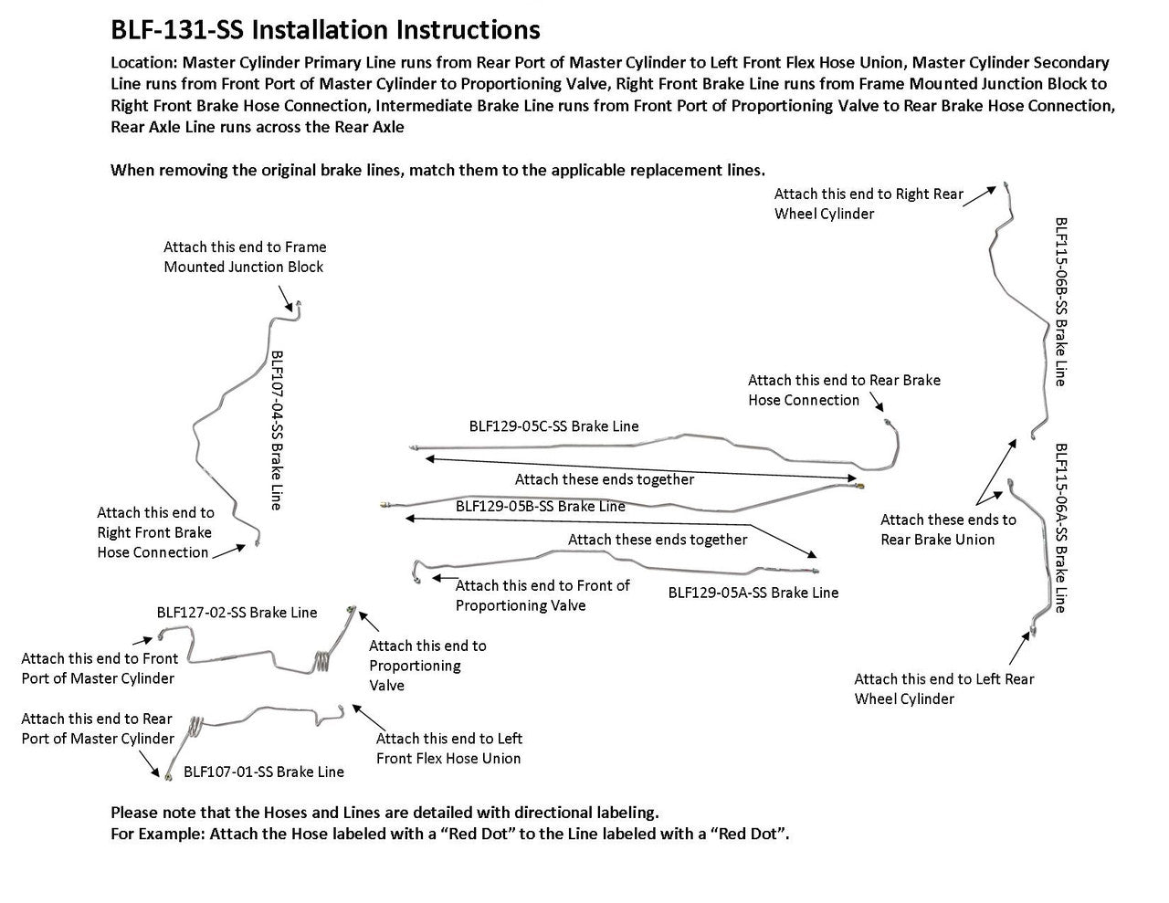 Juego de líneas de freno Ford F250/F350 1992 2WD Crew Cab 8ft Bed 5.8L BLF-131-SS2A Acero inoxidable