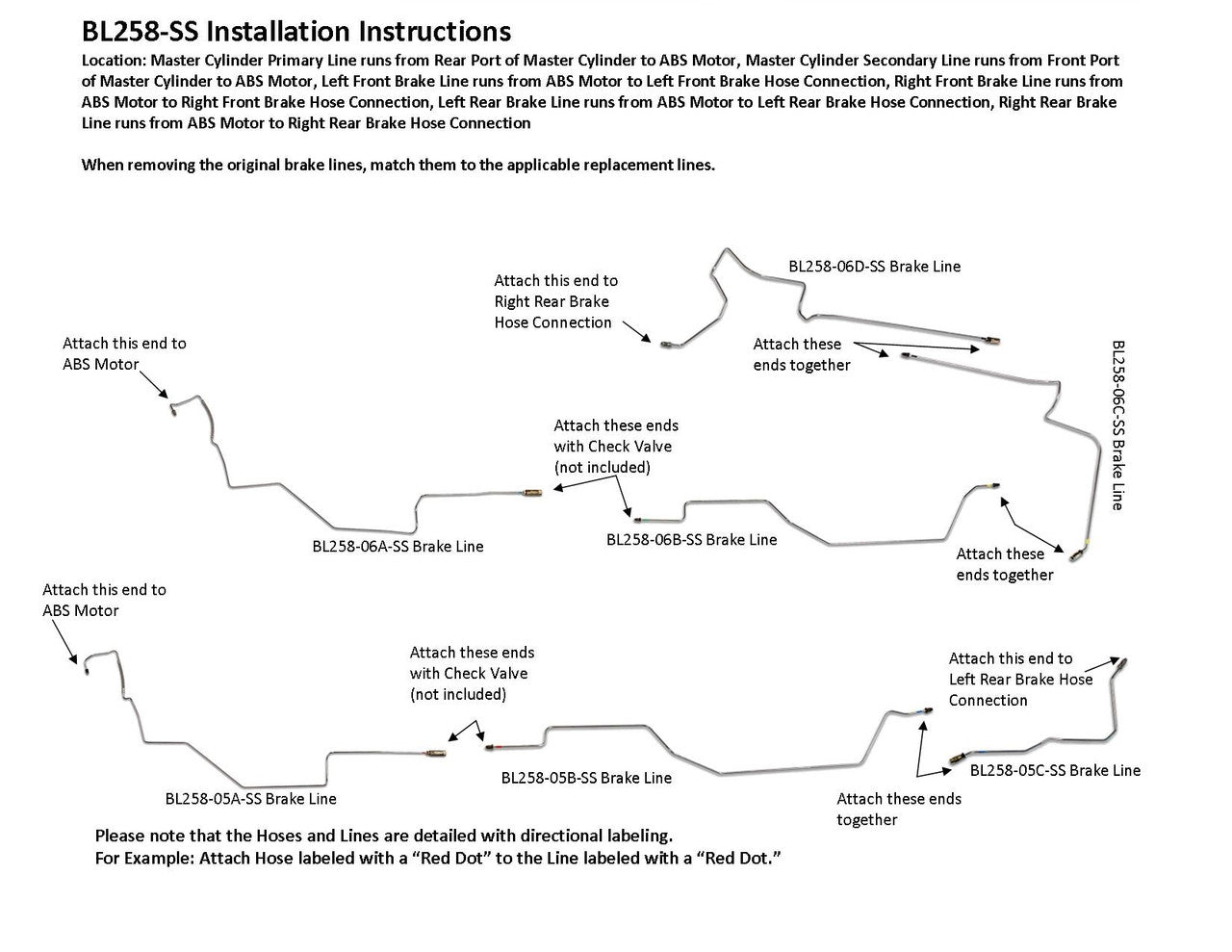 Oldsmobile Silhouette Brake Line Set 2002 3.4L BL258-SS2C Stainless Steel