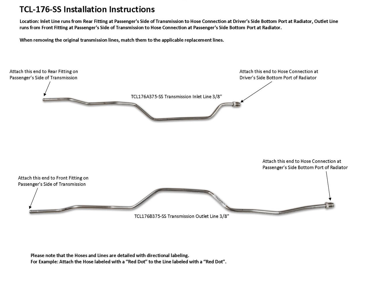 Toyota Tacoma Transmission Line Set 1998 3.4L TCL-176-SS1D Stainless Steel
