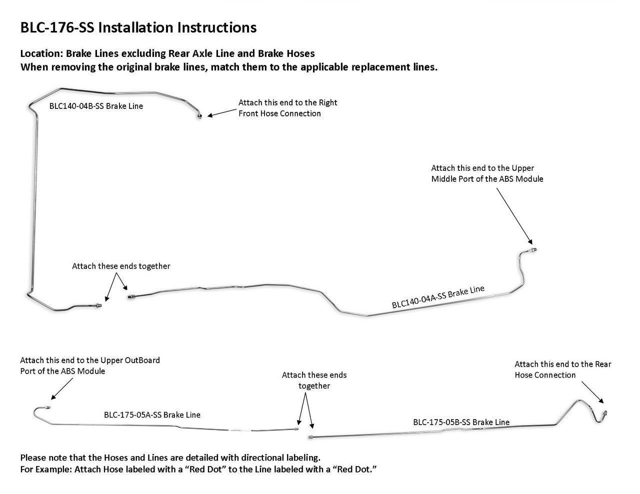 Chevy Silverado Brake Line Set 2001 1500 4WD Reg Cab 8ft Bed 4.3L BLC-176-SS1C Stainless Steel