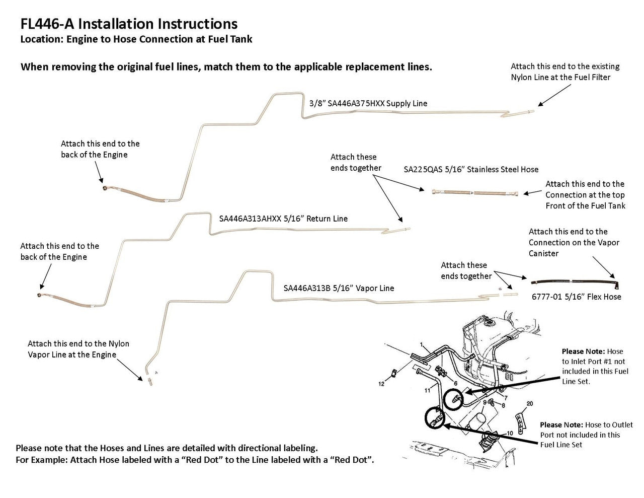 Juego de tuberías de combustible para GMC Envoy 2004, 4,2 l, con filtro de combustible remoto y tanque de combustible de 25 galones FL446-A3B