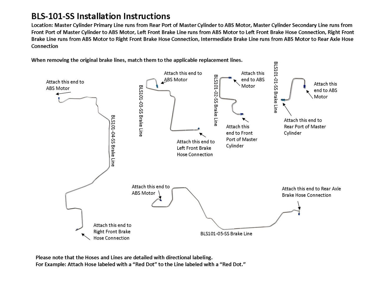 Suzuki Grand Vitara Front Brake Line Set 2006 2.7L BLS-101-SS1F Stainless Steel