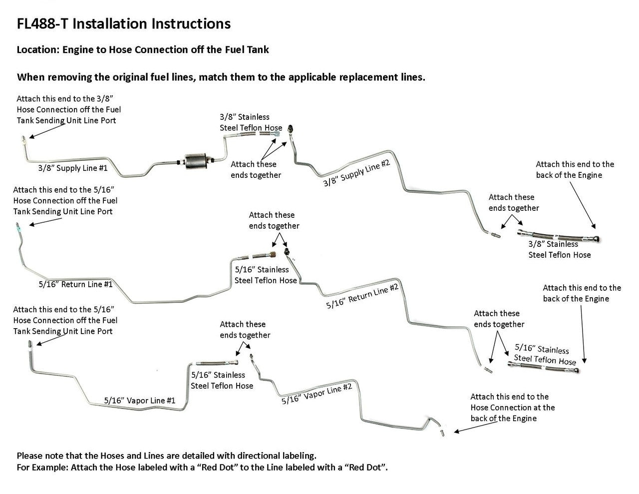 GMC Sierra Fuel Line Set 2001 2500HD/3500HD/3500 Reg Cab 8ft Bed 6.0L FL488-T2A