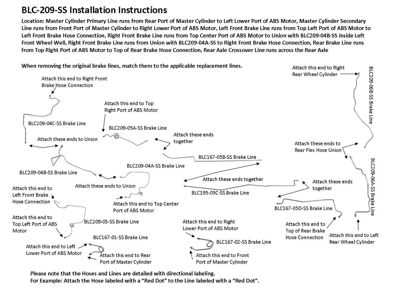 Chevy Truck Brake Line Set 1998 K2500/3500 4WD Ext Cab 6.5ft Bed 6.5L BLC-209-SS1D Stainless Steel