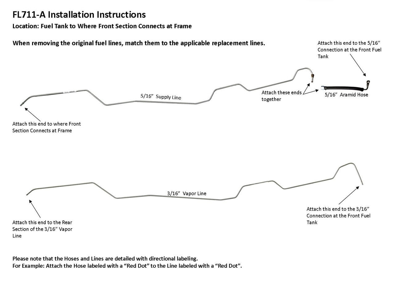 Dodge Ram Pick Up Rear Fuel Line Set 1993 150 Reg Cab 8ft Bed 2WD & 4WD 5.2L FL711-A1B