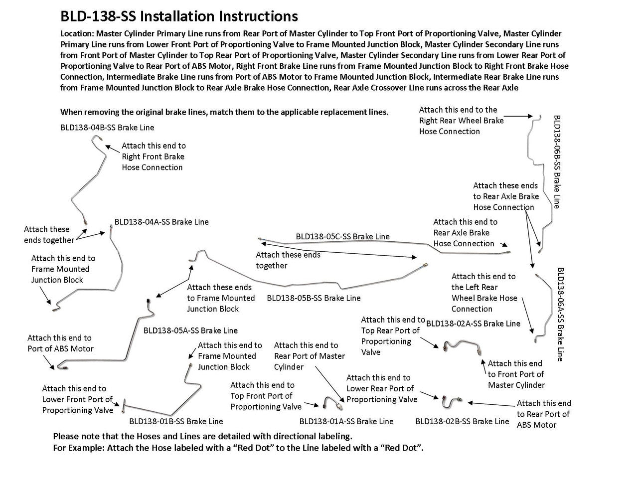 Dodge Ram 1500 Pickup Brake Line Set 1997 4WD Club Cab 6.5ft Bed 5.9L BLD-138-SS3C Stainless Steel