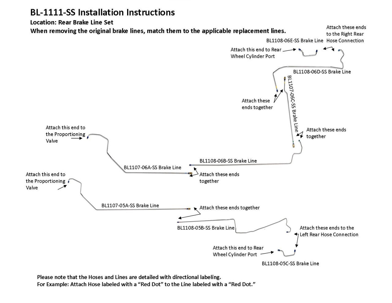 Jeu de conduites de frein arrière Acura CL 2002 3,2 L BL-1111-SS2B en acier inoxydable