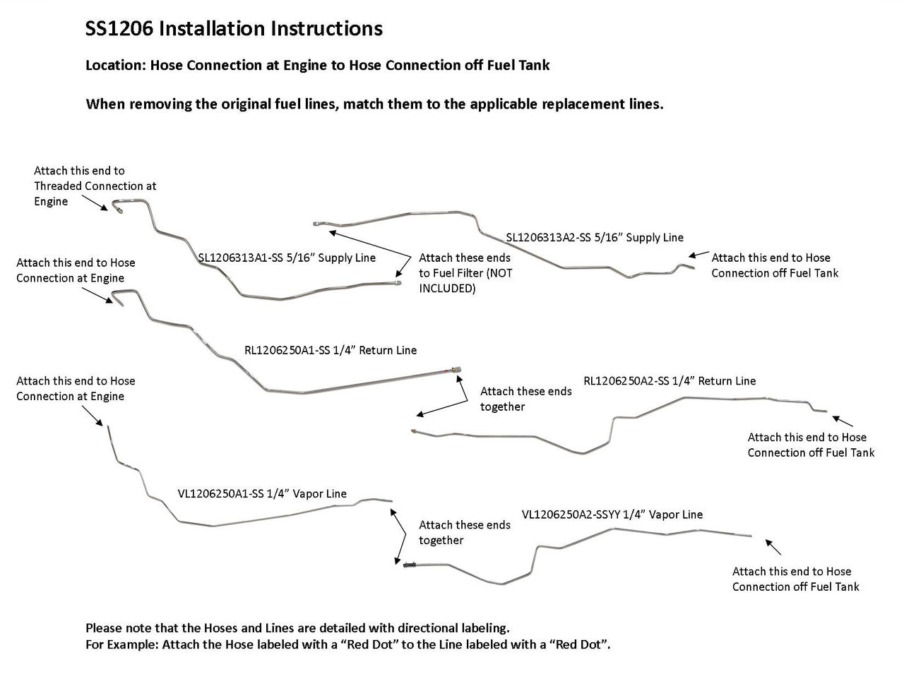 Toyota Tacoma Fuel Line Set 2001 RWD PreRunner Double Cab 5ft Bed 3.4L SS1206-3A Stainless Steel