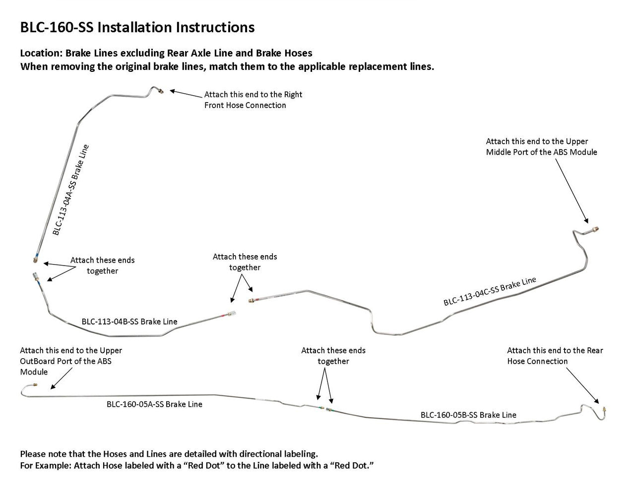 GMC Sierra Brake Line Set 2000 2500 4WD Ext Cab 8ft Bed 5.3L BLC-160-SS2B Stainless Steel