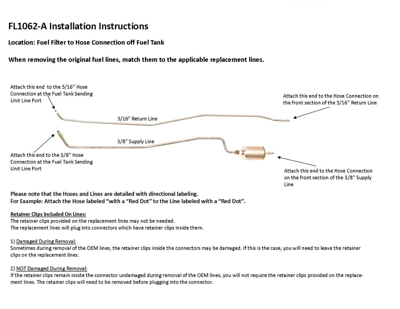 Chevy S10 Truck Rear Fuel Line Set 2003 Reg Cab 6ft Bed Non Flex Fuel 4.3L FL1062-A1N