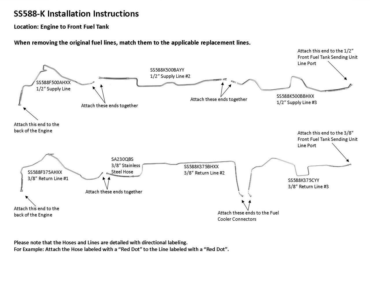 Juego de tuberías de combustible para Chevy Silverado 2008 3500HD Ext Cab, Cab &amp; Chassis 161.5" y 185.5" WB 6.6L SS588-K1E