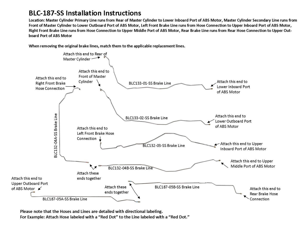 Chevy Silverado Brake Line Set 2003 2500HD/3500 Ext Cab 8ft Bed 6.0L BLC-187-SS1A Stainless Steel