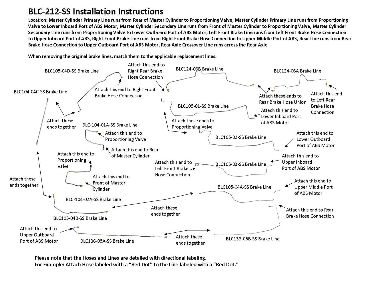 Chevy Tahoe Brake Line Set 2004 1500 130" WB 4.8L BLC-212-SS5B Stainless Steel