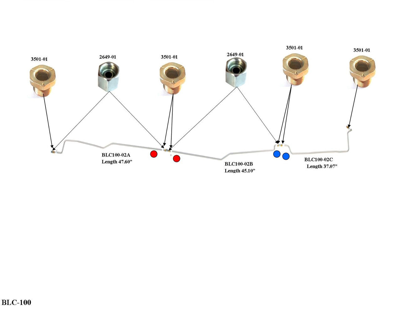 Chevy Truck Intermediate Brake Line 1996 C1500 Reg Cab 6.5ft Bed 5.0L BLC-100-SS1G Stainless Steel