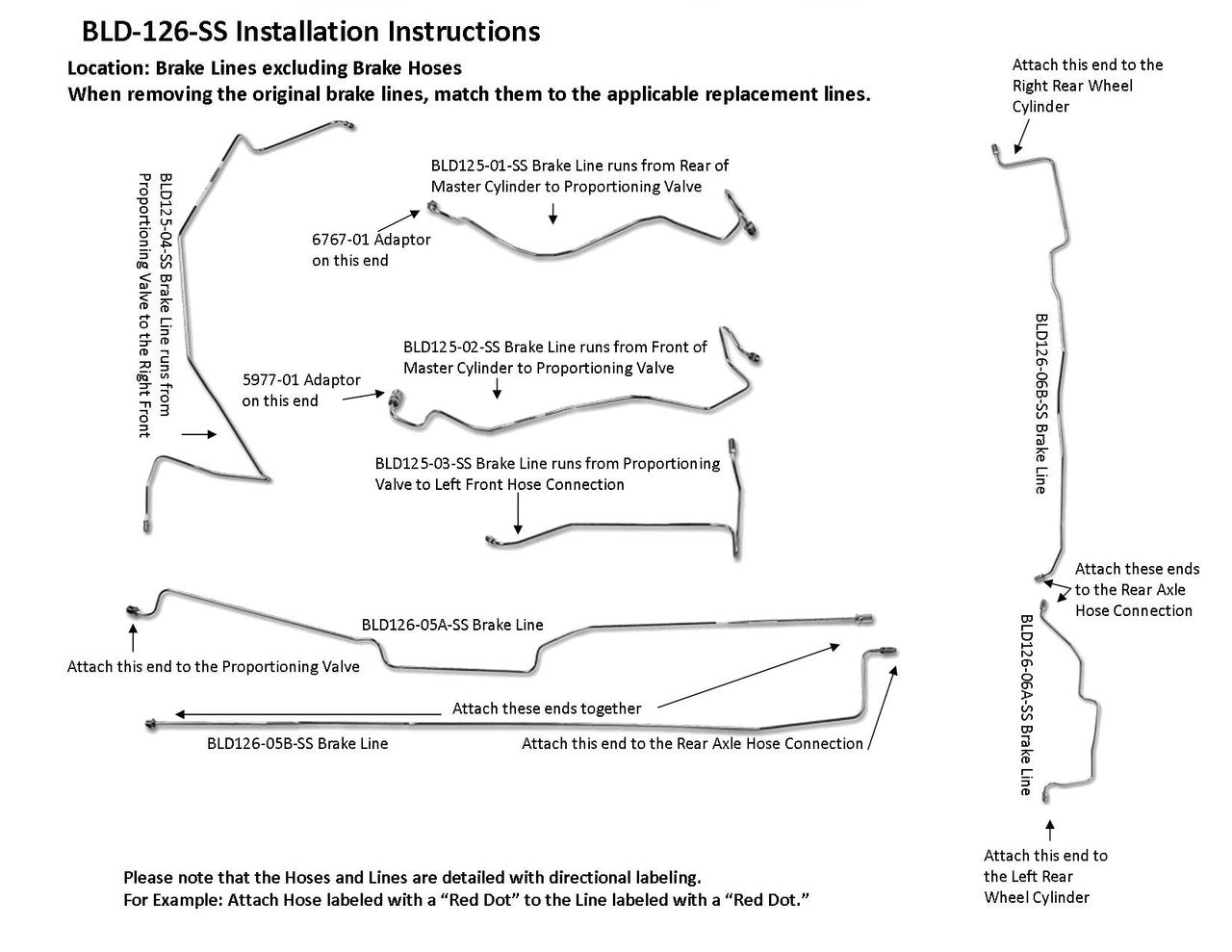 Dodge Ram Pickup Brake Line Set 1987 D150 2WD Reg Cab 6.5ft Bed 3.7L BLD-126-SS1H Stainless Steel