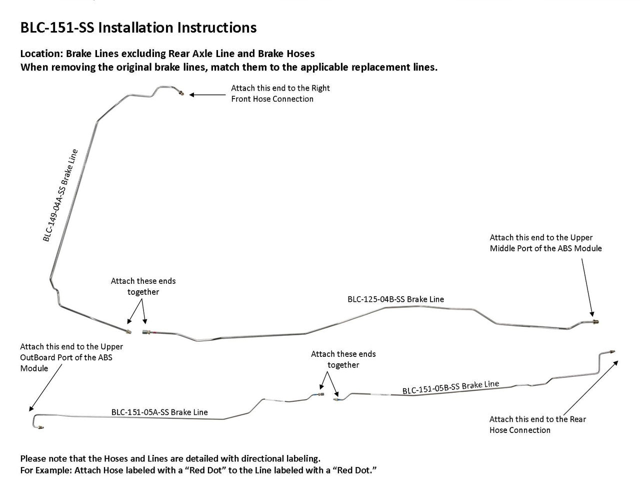 GMC Sierra Brake Line Set 2001 2500 HD Ext Cab 8ft Bed 6.6L BLC-151-SS3C Stainless Steel