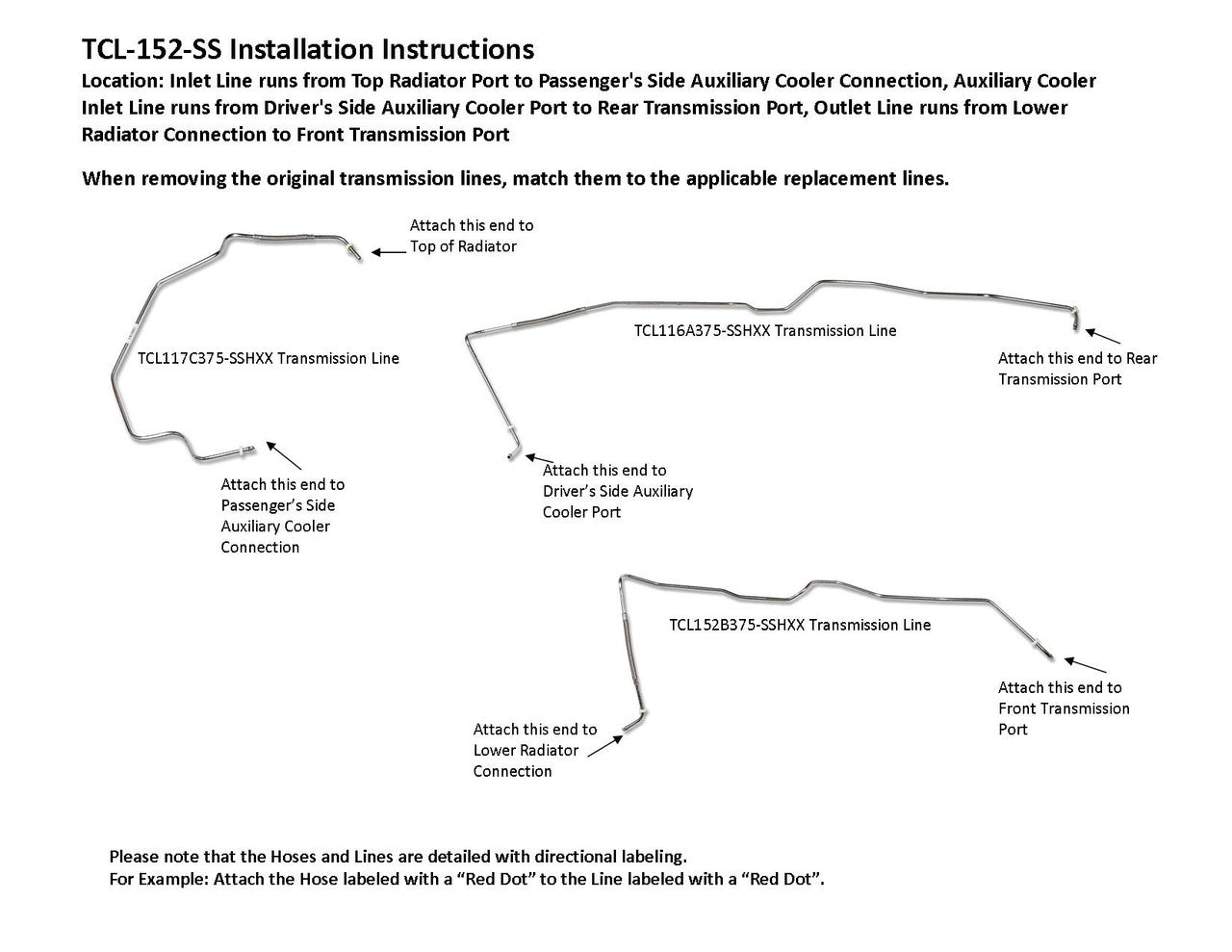 Chevy Silverado Classic 1500HD/2500/2500HD/3500/3500HD Transmission Line Set 2007 6.0L TCL-152-SS3A Stainless Steel