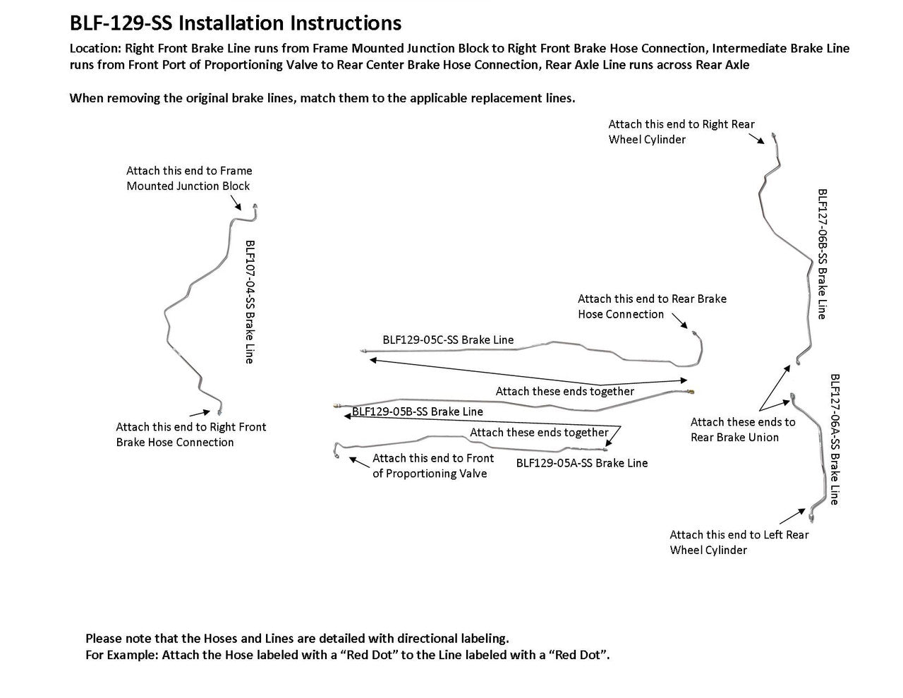 Ford F250/350 SRW Brake Line Set 1996 Crew Cab 8ft Bed 7.3L BLF-129-SS6B Stainless Steel