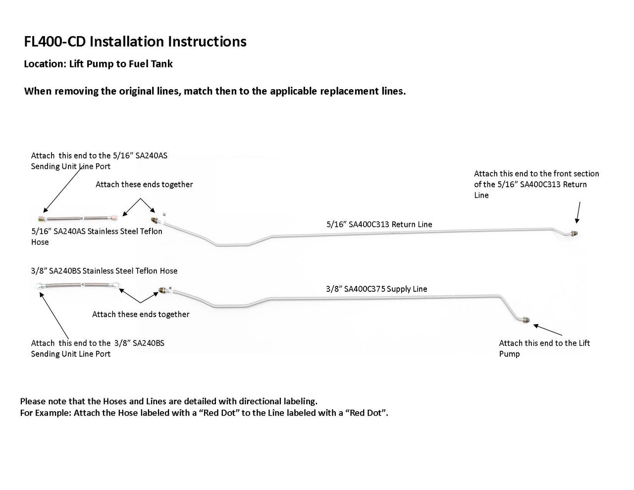 GMC Truck Rear Fuel Line Set 1998 3500 Carry Over Model 2WD Ext Cab 8ft Bed Diesel FL400-CD2I