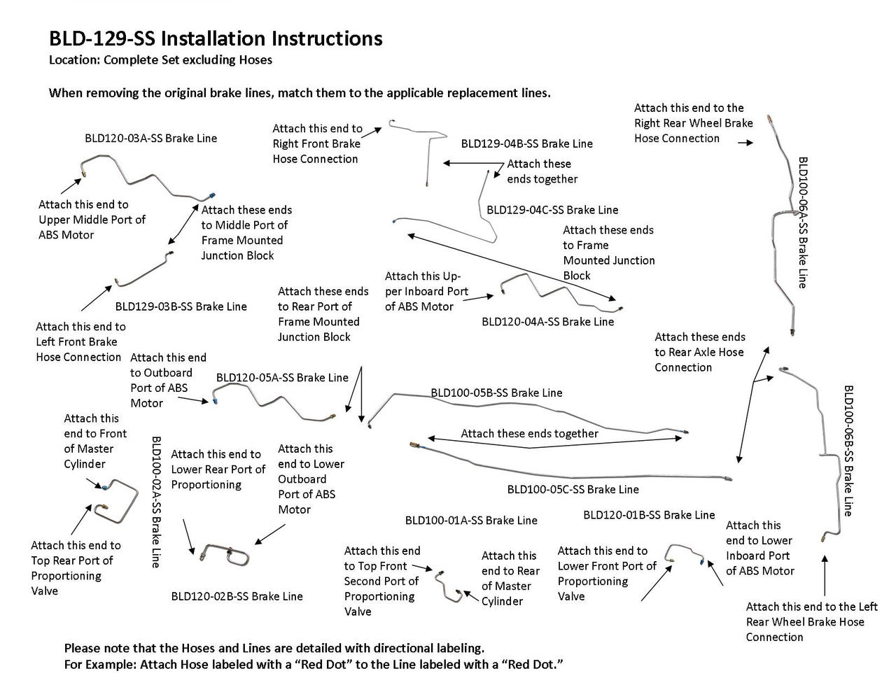 Dodge Durango Brake Line Set 1998 4WD 3.9L BLD-129-SS1A Stainless Steel