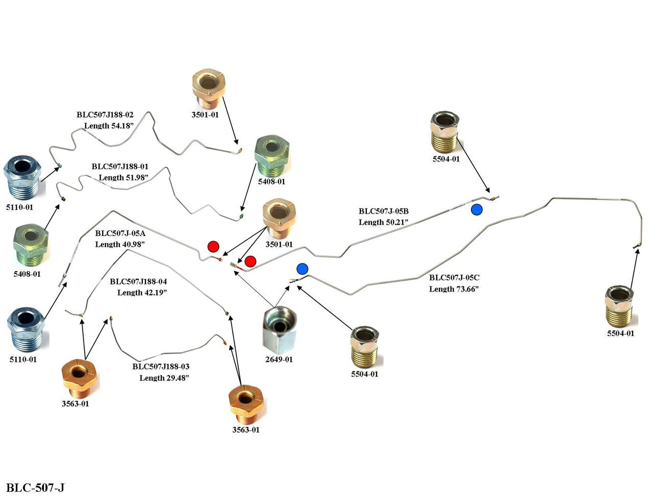 Chevy Blazer 1982 K5 Full-Size Brake Line Set 4WD 5.7L BLC-507-J-SS1H Stainless Steel