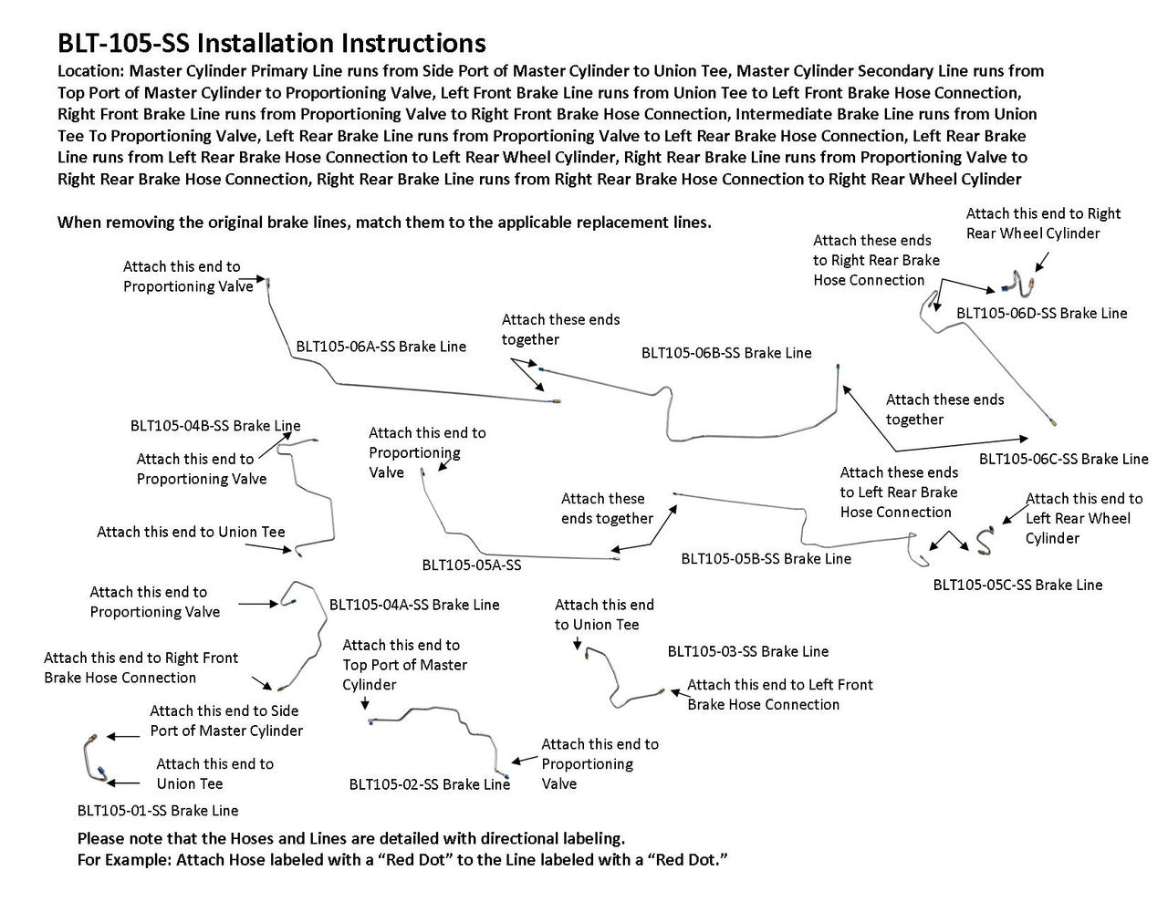 Toyota Solara Brake Line Set 2002 2.4L BLT-105-SS2N Stainless Steel