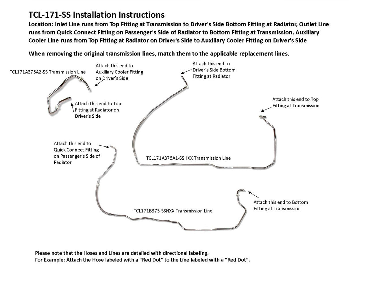 Chevy Silverado 1500 Transmission Line Set 2014 6.2L TCL-171-SS1B Stainless Steel