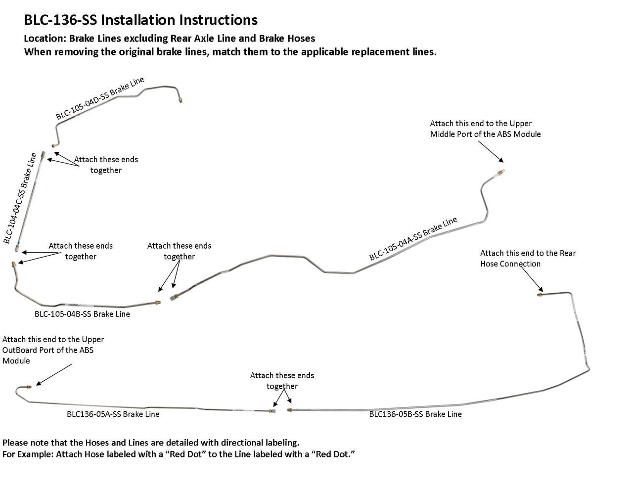 Chevy Tahoe Brake Line Set 2004 1500 130" WB 5.3L BLC-136-SS5F Stainless Steel