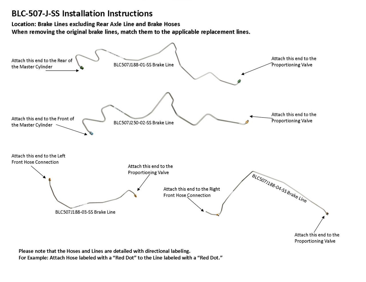 Juego de líneas de freno de tamaño completo para Chevy Blazer 1981 4WD 5.0L BLC-507-J-SS1A Acero inoxidable