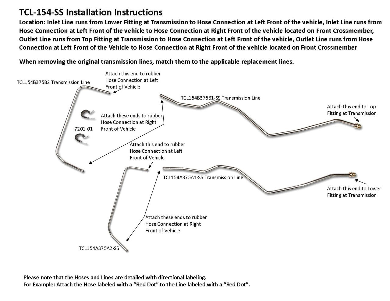Ensemble de conduites de transmission Toyota Tacoma 2013 4.0L TCL-154-SS1I en acier inoxydable