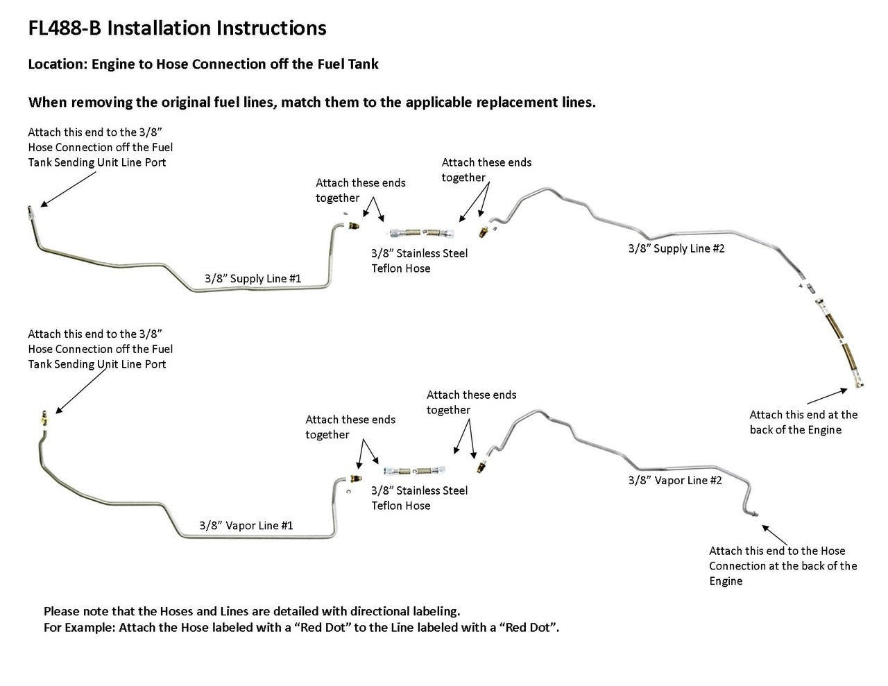 GMC Sierra Fuel Line Set 2006 2500HD/3500HD/3500 Reg Cab 8ft Bed 8.1L FL488-B2F