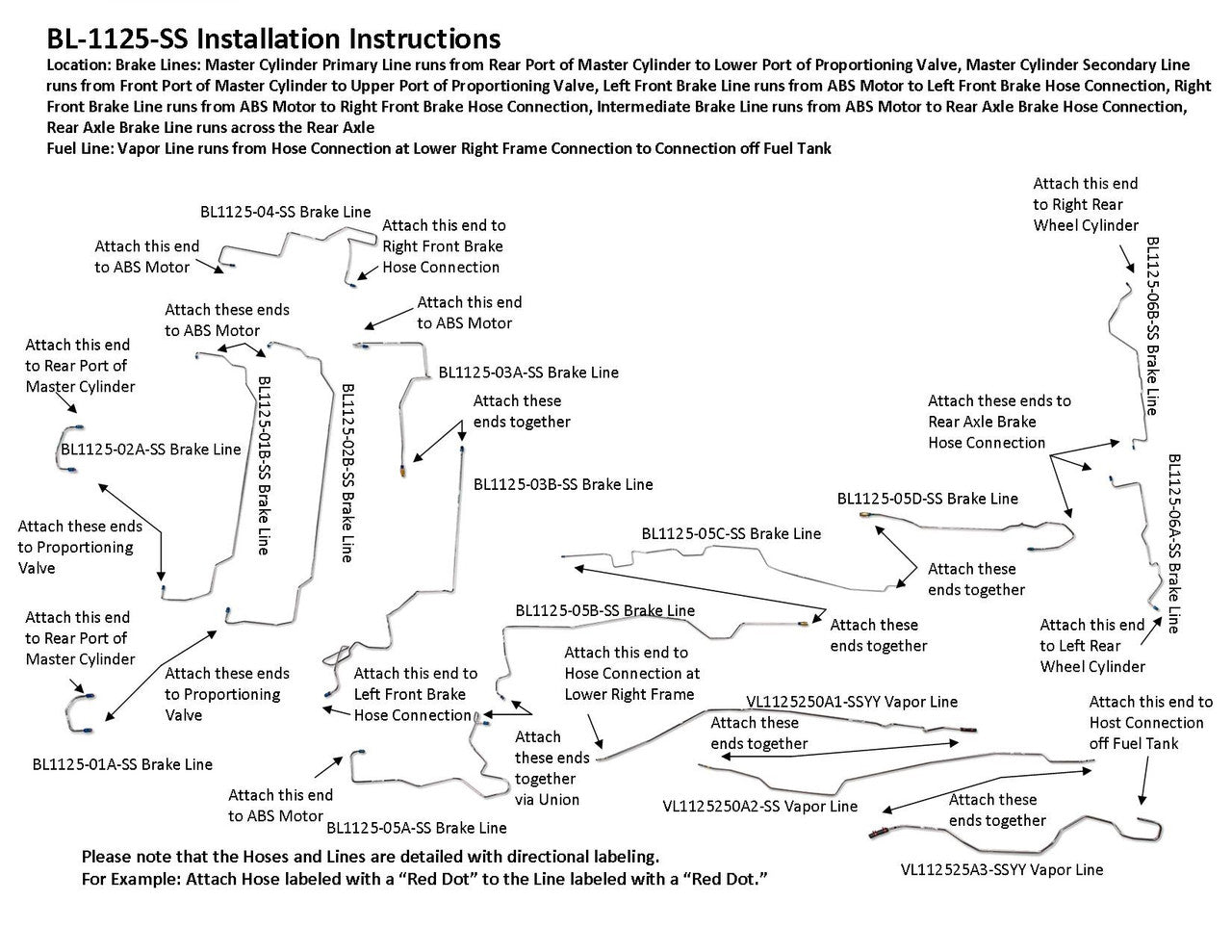 Isuzu Rodeo Brake Line Set 2003 3.2L BL-1125-SS2F Stainless Steel