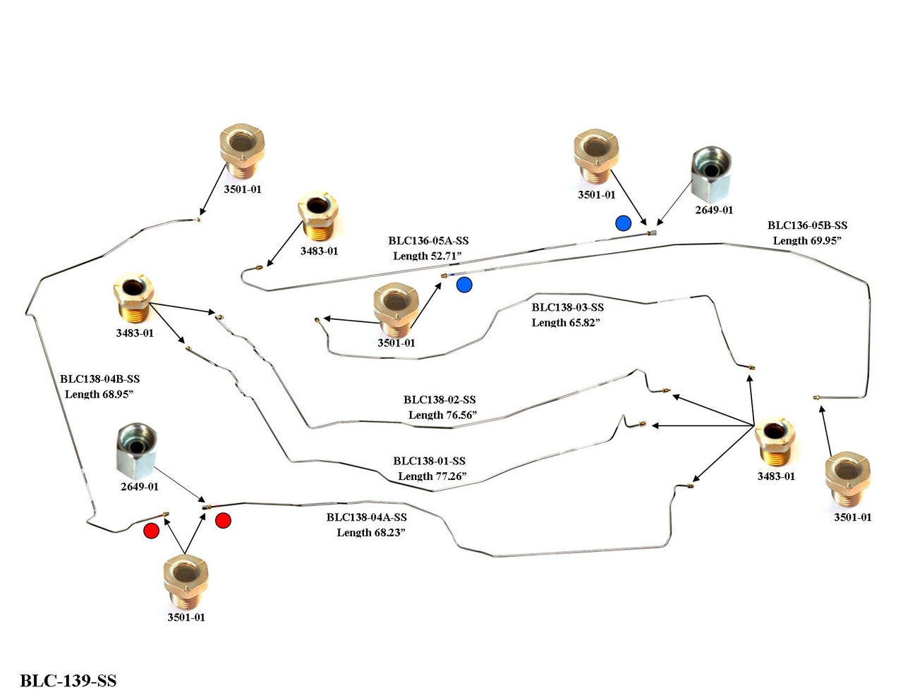 Cadillac Escalade Brake Line Set 2002 1500 w/130" WB 6.0L BLC-139-SS1B Stainless Steel