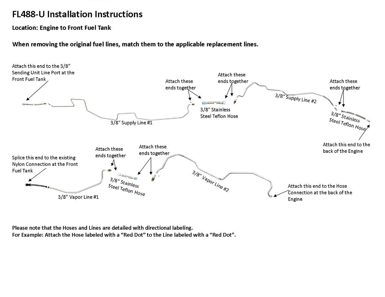 Chevy Silverado Fuel Line Set 2004 Reg Cab 137" WB 2WD & 4WD 8.1L FL488-U1N