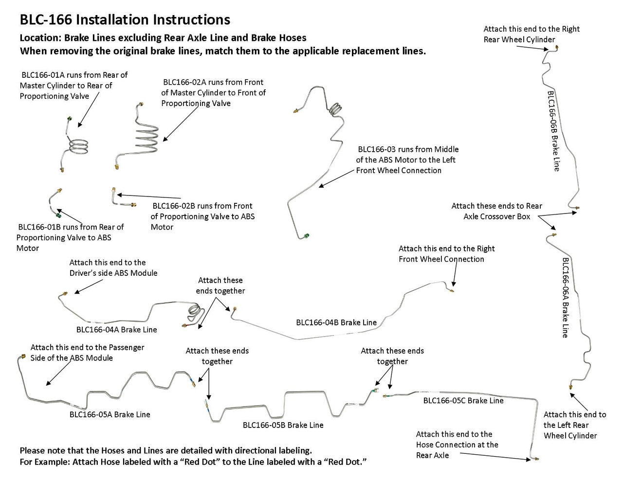 GMC Safari Brake Line Set 1991 2WD 4.3L BLC-166-SS2C Stainless Steel