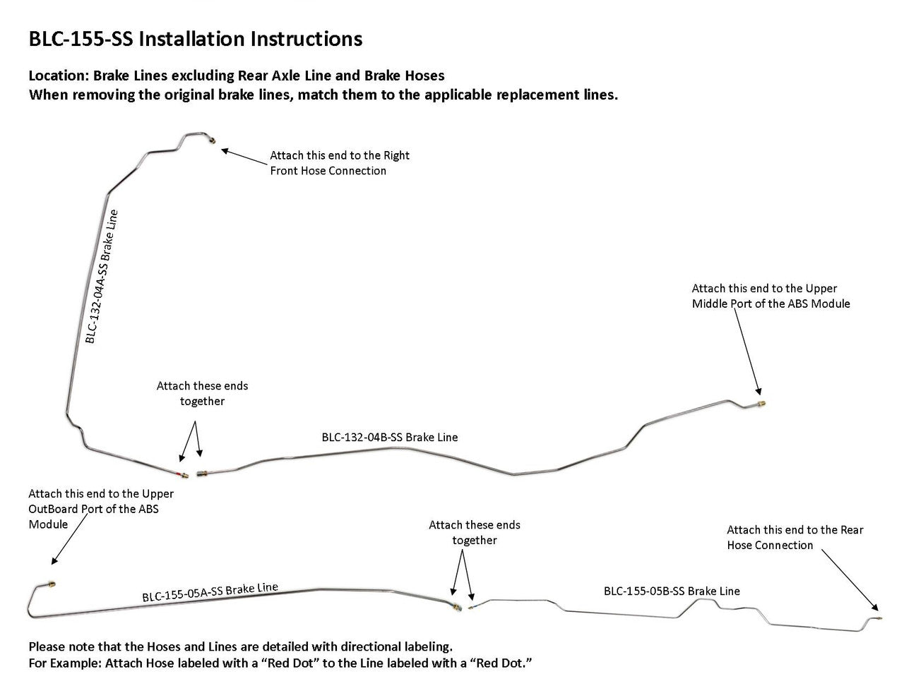 Chevy Silverado Brake Line Set 2002 3500 Extended Cab & Chassis 161.5" WB 5.7L BLC-155-SS1B Stainless Steel