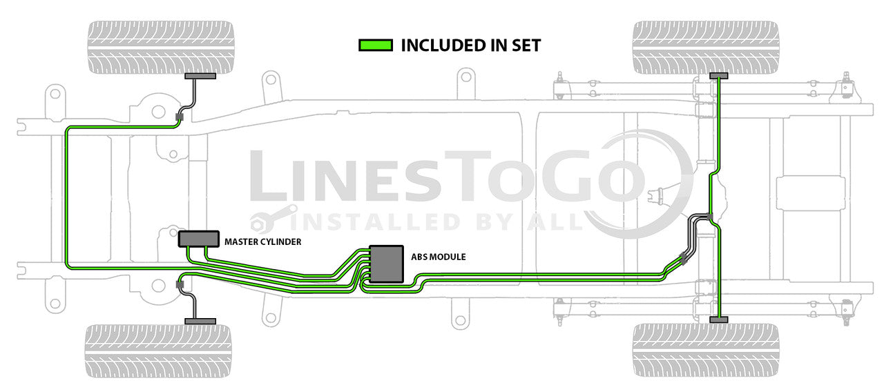 Juego de líneas de freno para GMC Sierra 2009 1500 Reg Cab 8ft Bed 5.3L BLC-207-SS2H Acero inoxidable